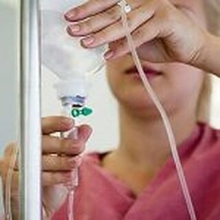 An IV hydration drip being prepared